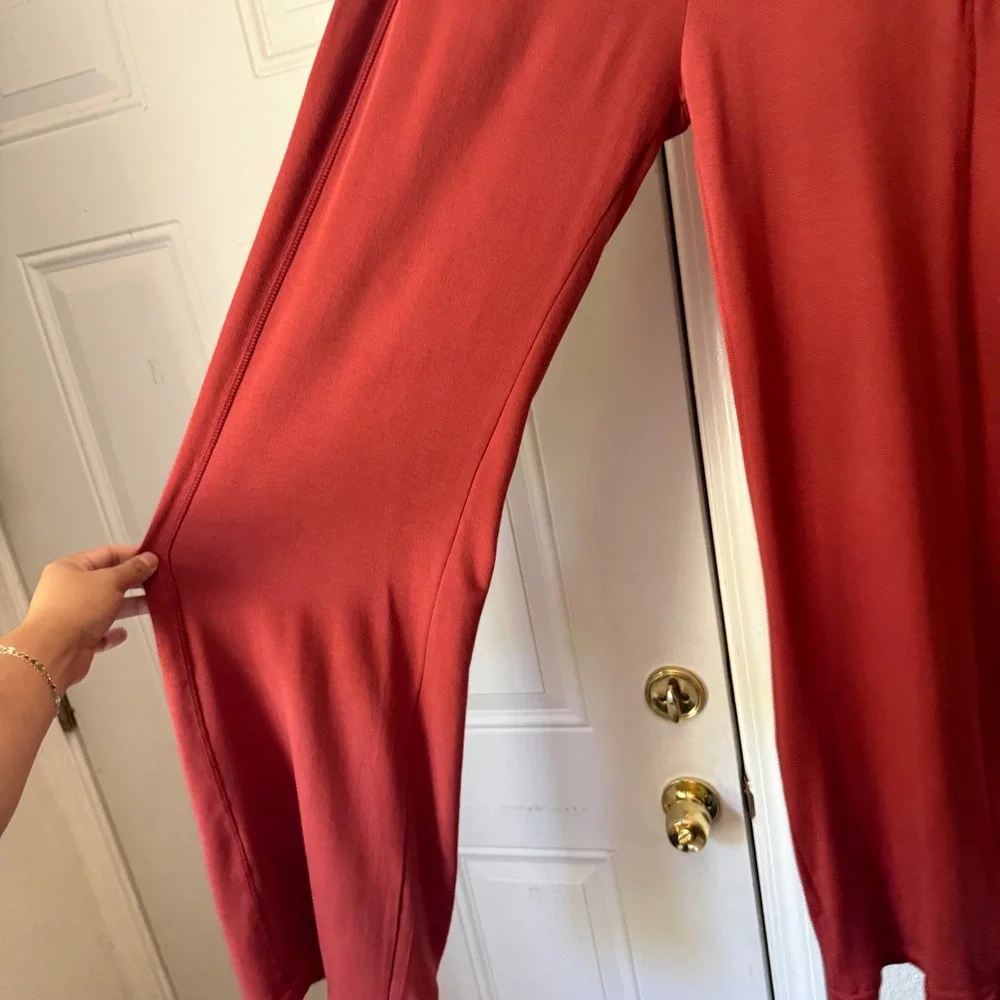 BLEUSALT rust orange wide leg soft pull on pants